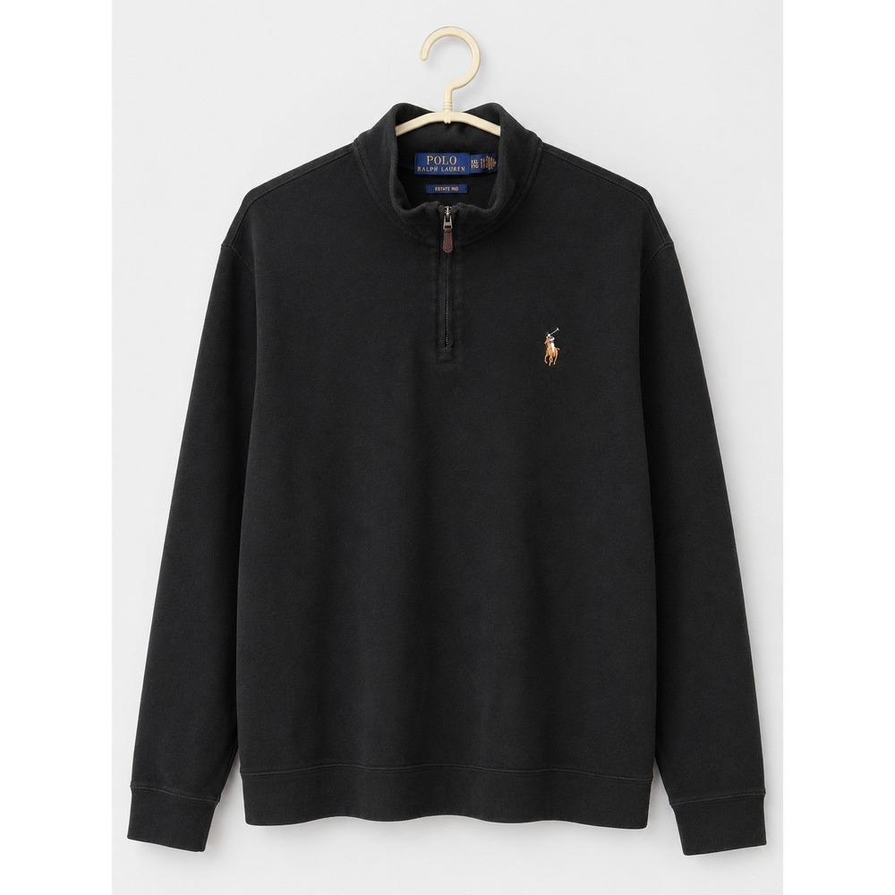 Polo Ralph Lauren Estate Rib Quarter Zip Pullover Black XXL Pony Logo Cotton